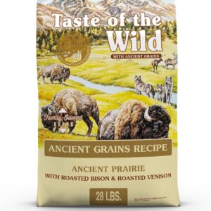 Taste of the Wild with Ancient Grains, Ancient Prairie Canine Recipe with Roasted Bison and Venison Dry Dog Food, Made with High Protein from Real Meat and Guaranteed Nutrients and Probiotics 28lb : Pet Supplies