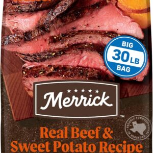 Merrick Premium Grain Free Dry Adult Dog Food, Wholesome And Natural Kibble, Real Texas Beef And Sweet Potato - 30.0 lb. Bag : Pet Supplies